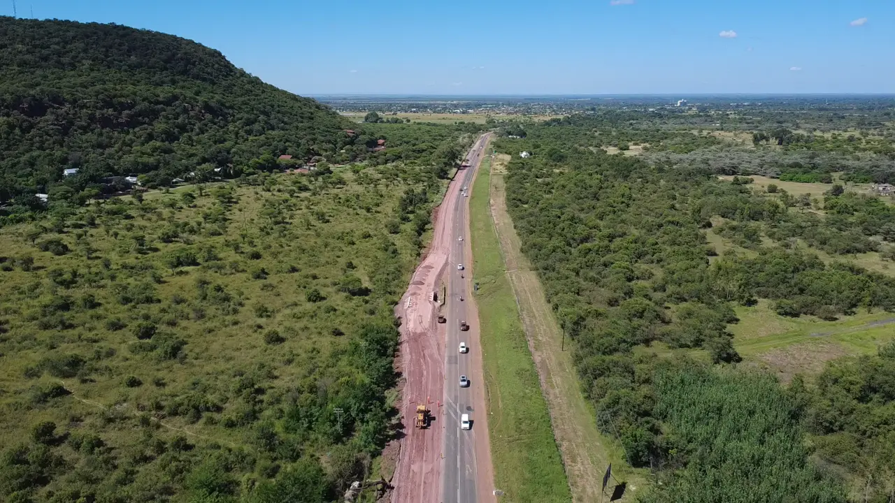 Drone view along a road corridor under construction surveyed by PVR